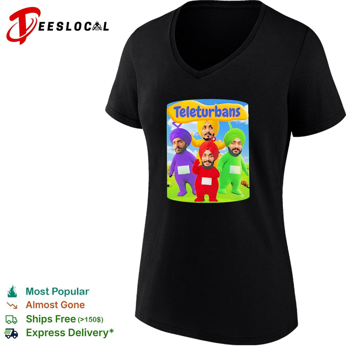 Teleturbans colorful turban parody characters group illustration graphic shirt Unisex