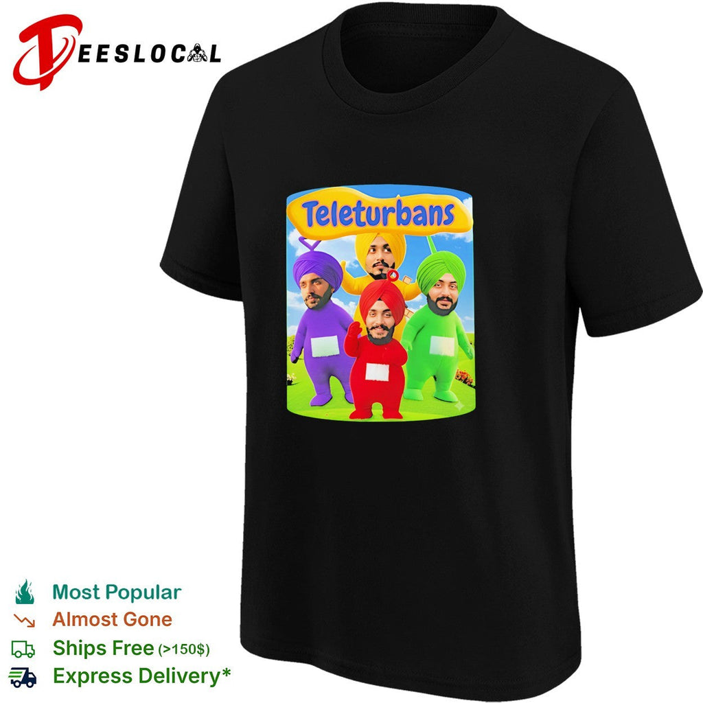 Teleturbans colorful turban parody characters group illustration graphic shirt Unisex