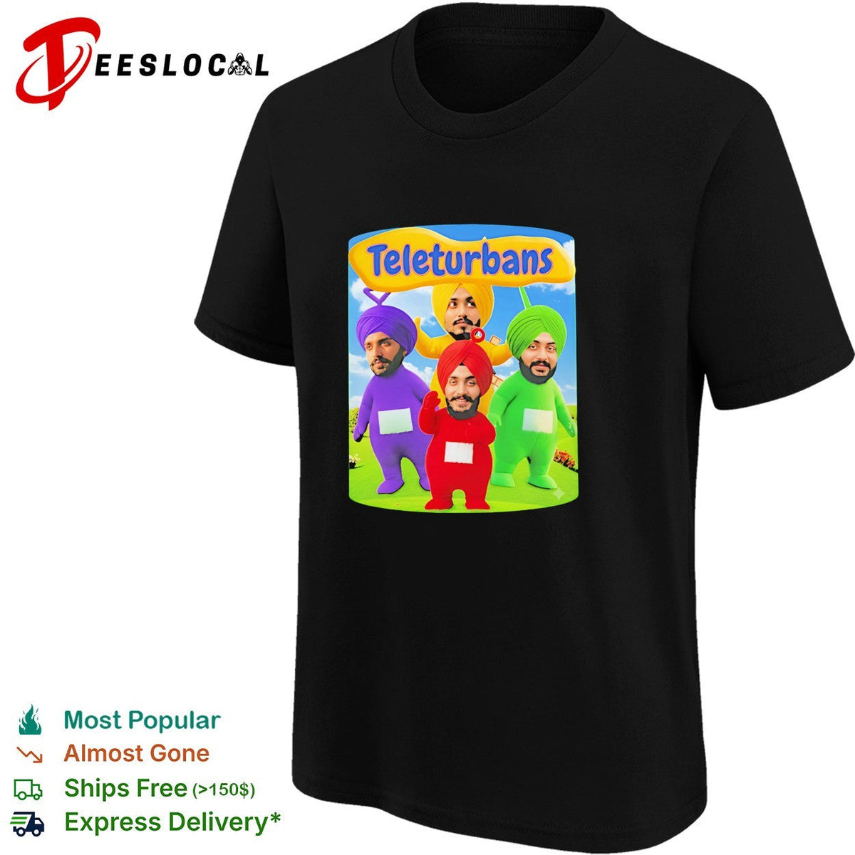 Teleturbans colorful turban parody characters group illustration graphic shirt Unisex