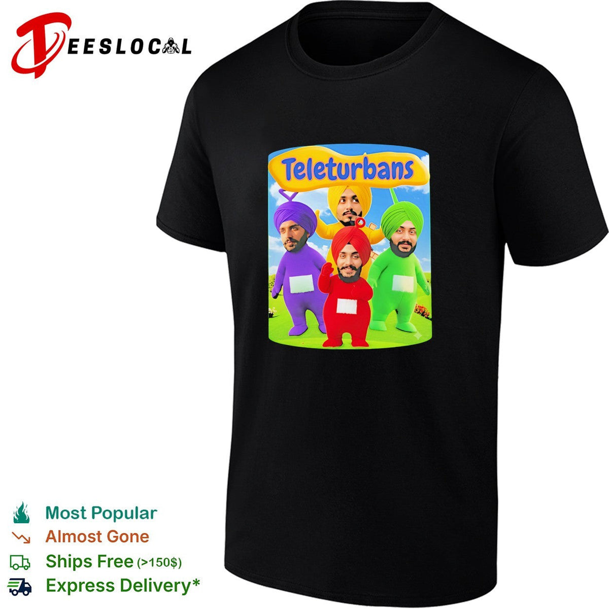 Teleturbans colorful turban parody characters group illustration graphic shirt Unisex