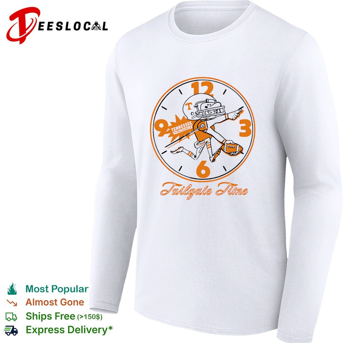 Tennessee Volunteers Tailgate Time Clock Logo NCAA Football Sport Shirt Unisex