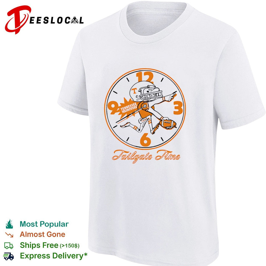 Tennessee Volunteers Tailgate Time Clock Logo NCAA Football Sport Shirt Unisex