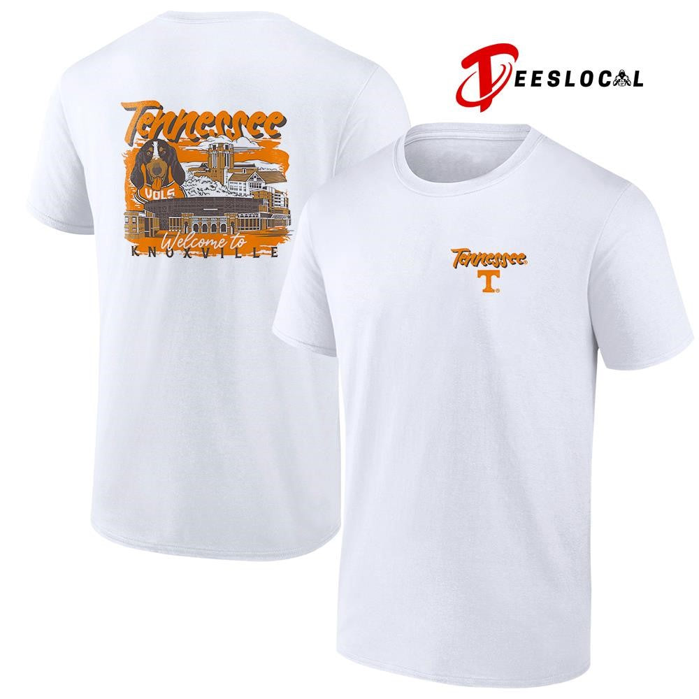 Tennessee Volunteers welcome to Knoxville hand drawn campus football graphic shirt Unisex