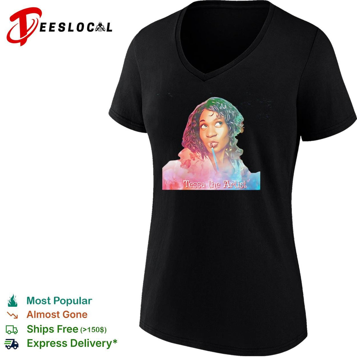 Tessa the Artist girl painting stylized portrait shirt Unisex