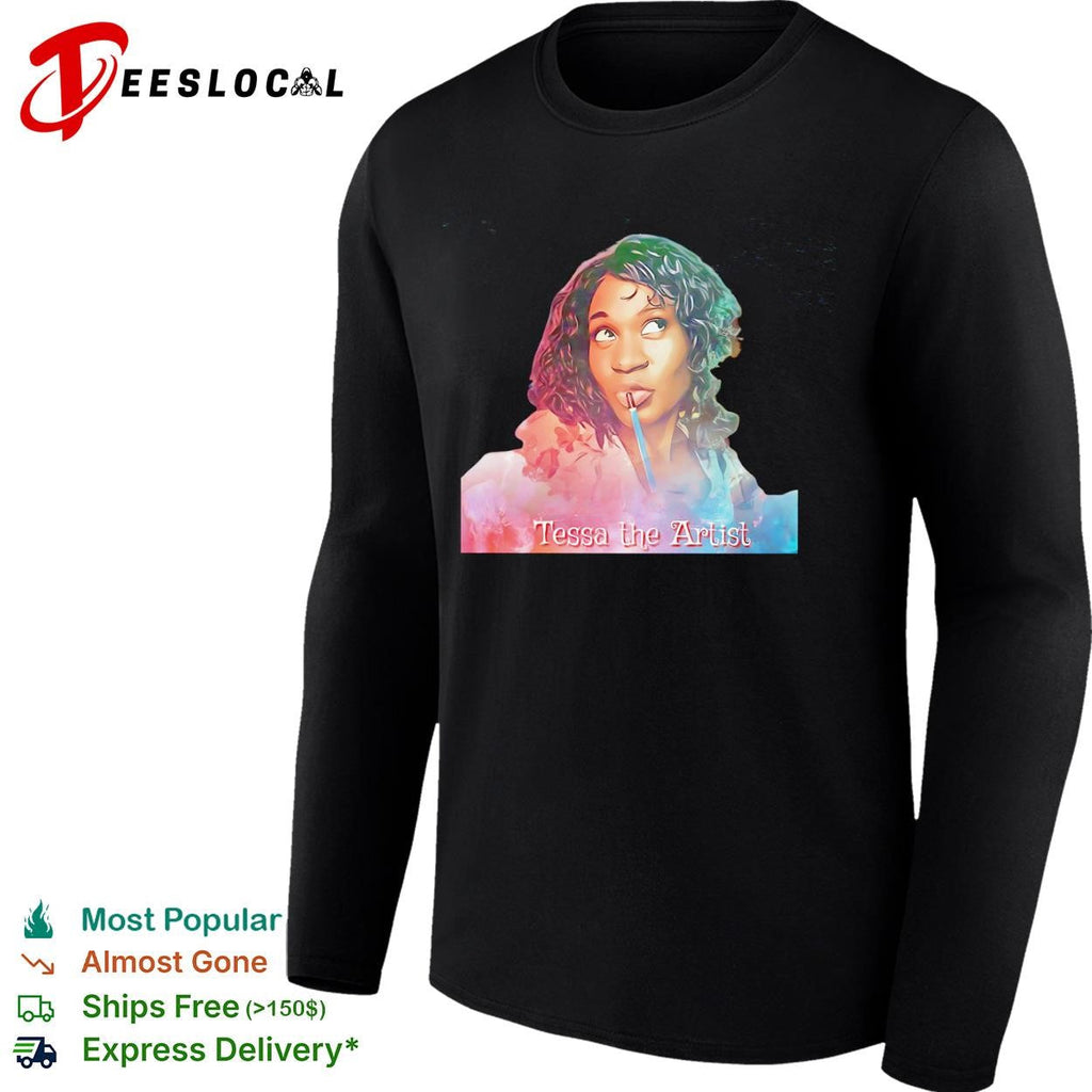 Tessa the Artist girl painting stylized portrait shirt Unisex