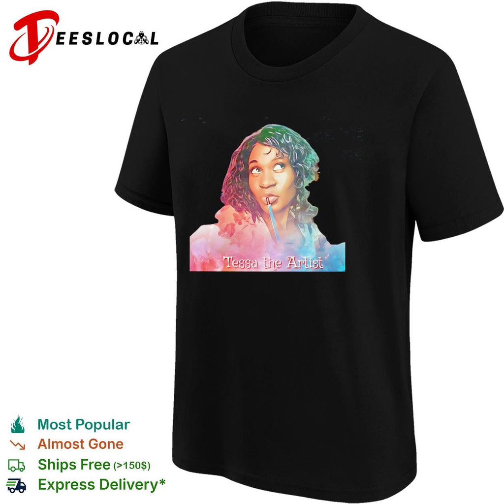 Tessa the Artist girl painting stylized portrait shirt Unisex