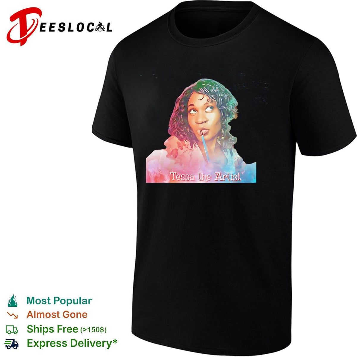 Tessa the Artist girl painting stylized portrait shirt Unisex