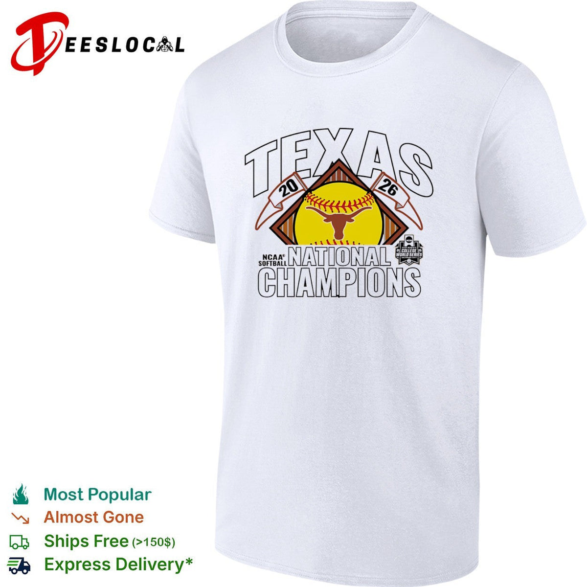 Texas 20 26 National Champions NCAA Softball College World Series Burnt Orange shirt Unisex