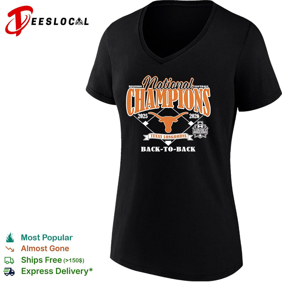 Texas Longhorns 2025 2026 National Champions Division I Softball Back to Back shirt Unisex