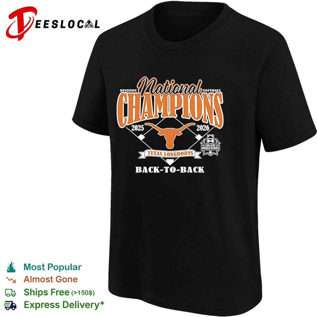 Texas Longhorns 2025 2026 National Champions Division I Softball Back to Back shirt Unisex