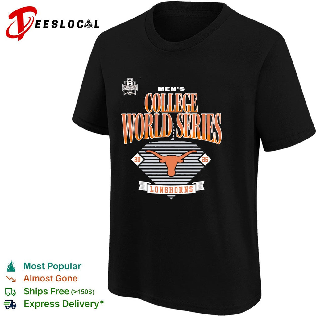 Texas Longhorns 2026 Men’s College World Series Omaha NCAA Baseball Logo Team shirt Unisex