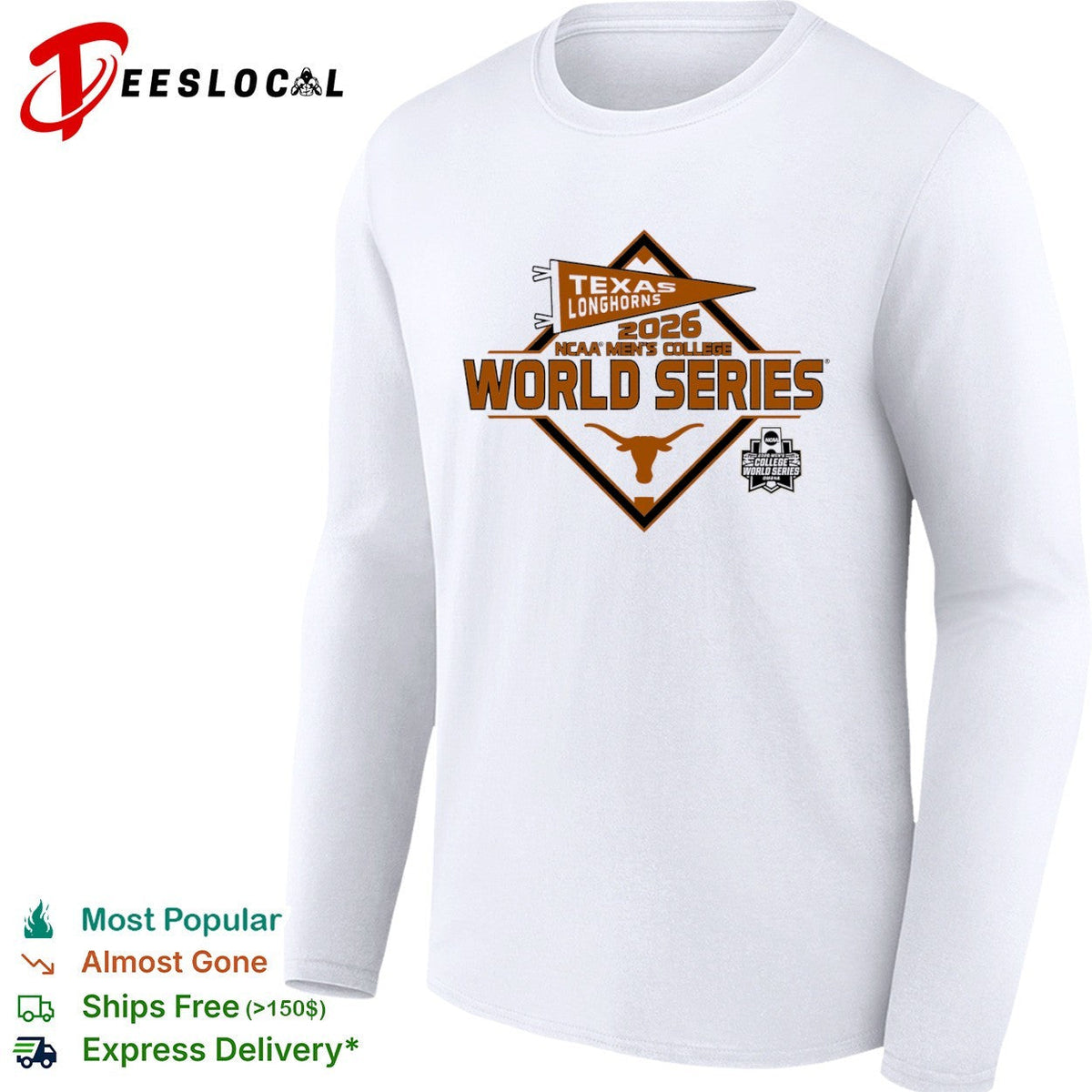 Texas Longhorns 2026 NCAA College World Series Omaha Baseball shirt Unisex