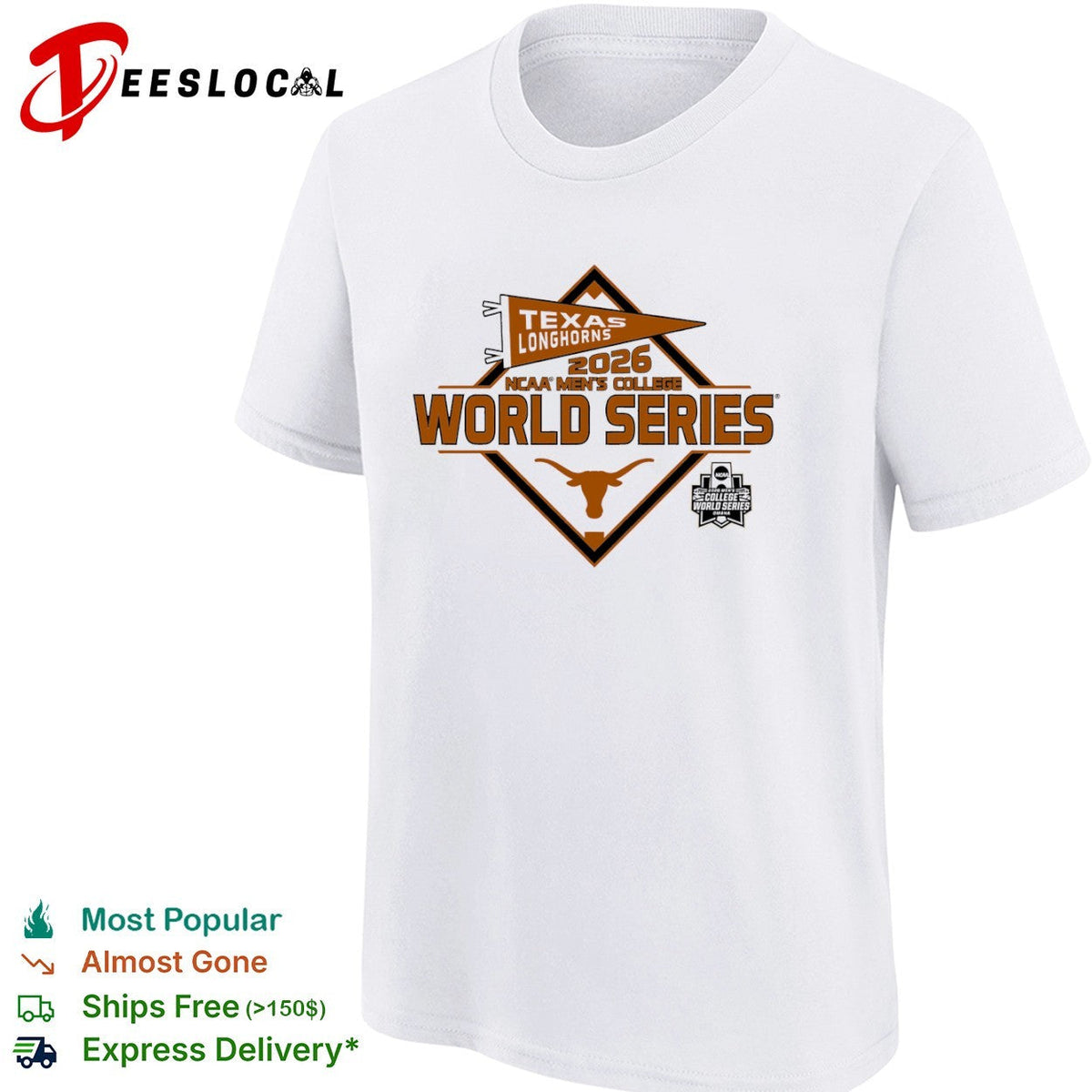 Texas Longhorns 2026 NCAA College World Series Omaha Baseball shirt Unisex