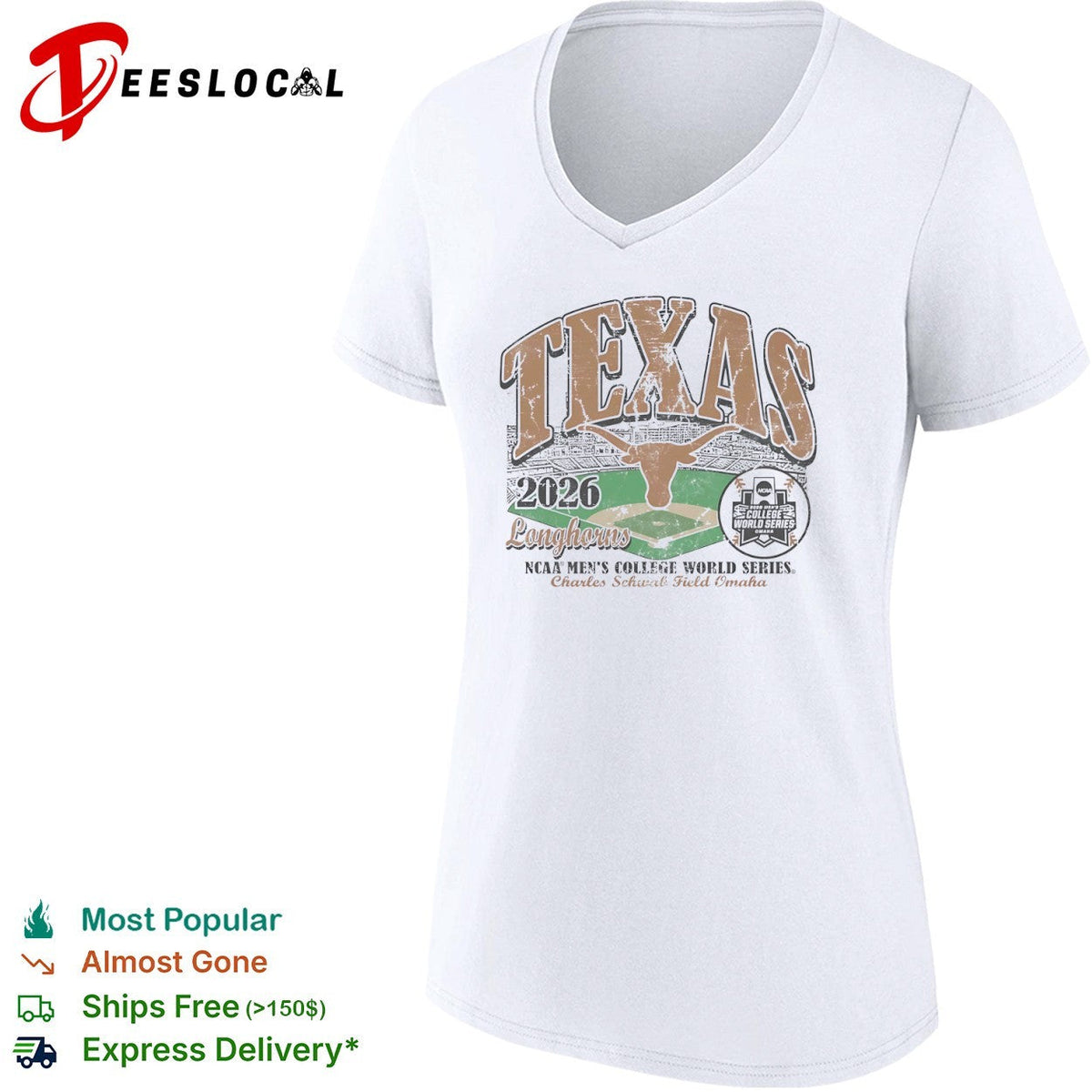 Texas Longhorns 2026 NCAA Mens College World Series Charles Schwab Field Omaha shirt Unisex
