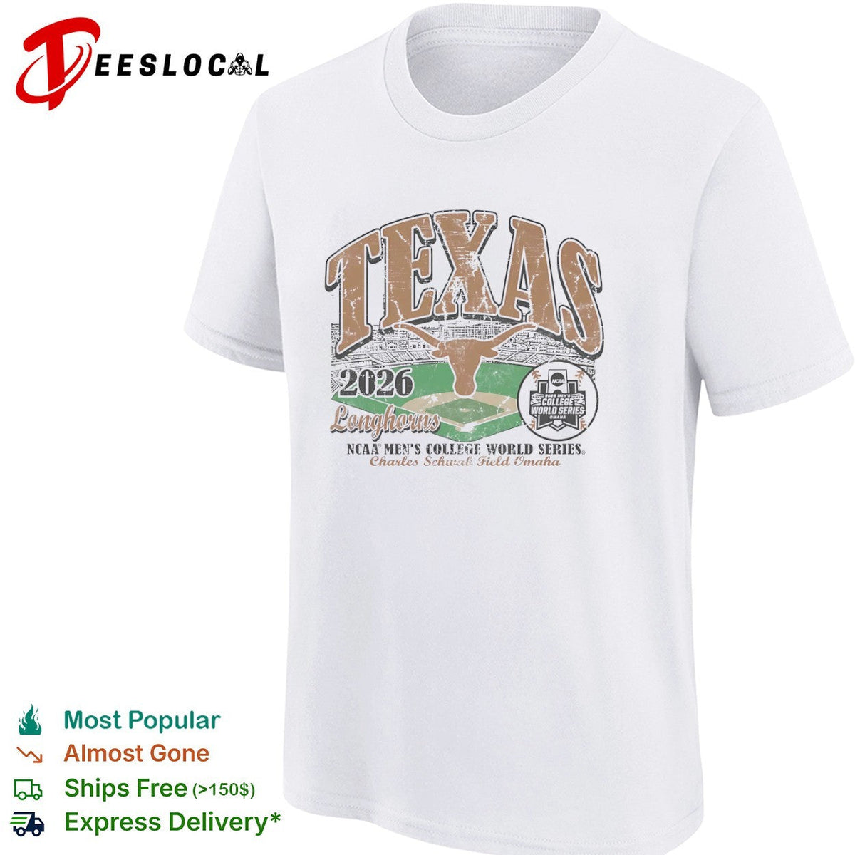 Texas Longhorns 2026 NCAA Mens College World Series Charles Schwab Field Omaha shirt Unisex
