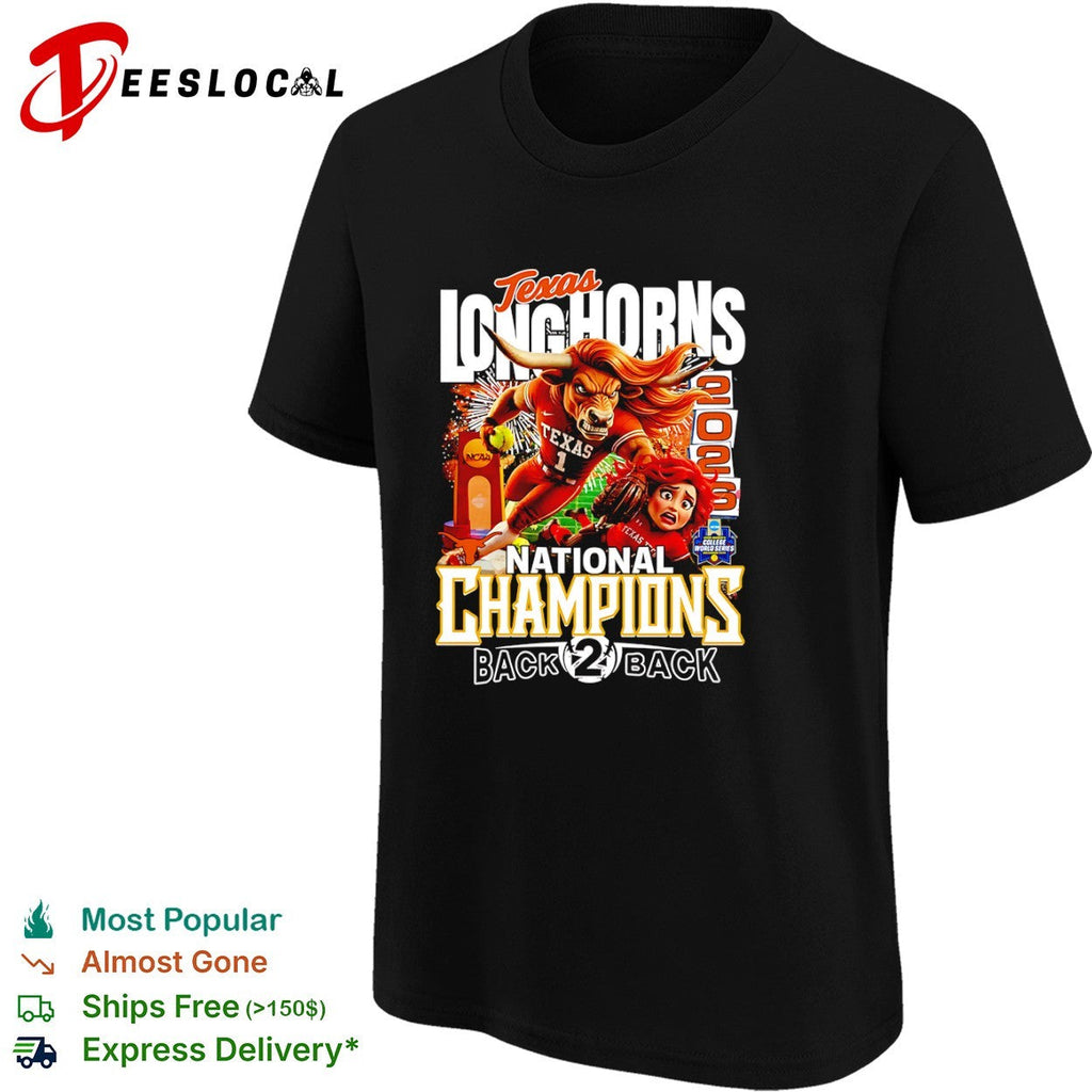Texas Longhorns 2026 National Champions Back to Back NCAA Softball University shirt Unisex