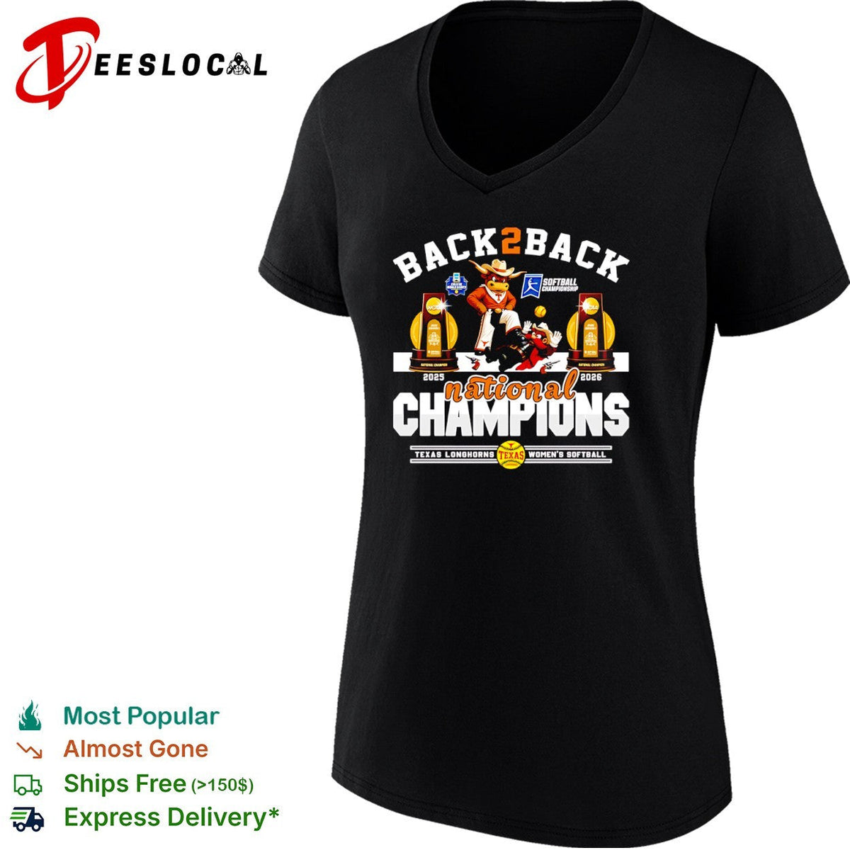 Texas Longhorns Back 2 Back 2025 2026 National Champions Softball Team shirt Unisex