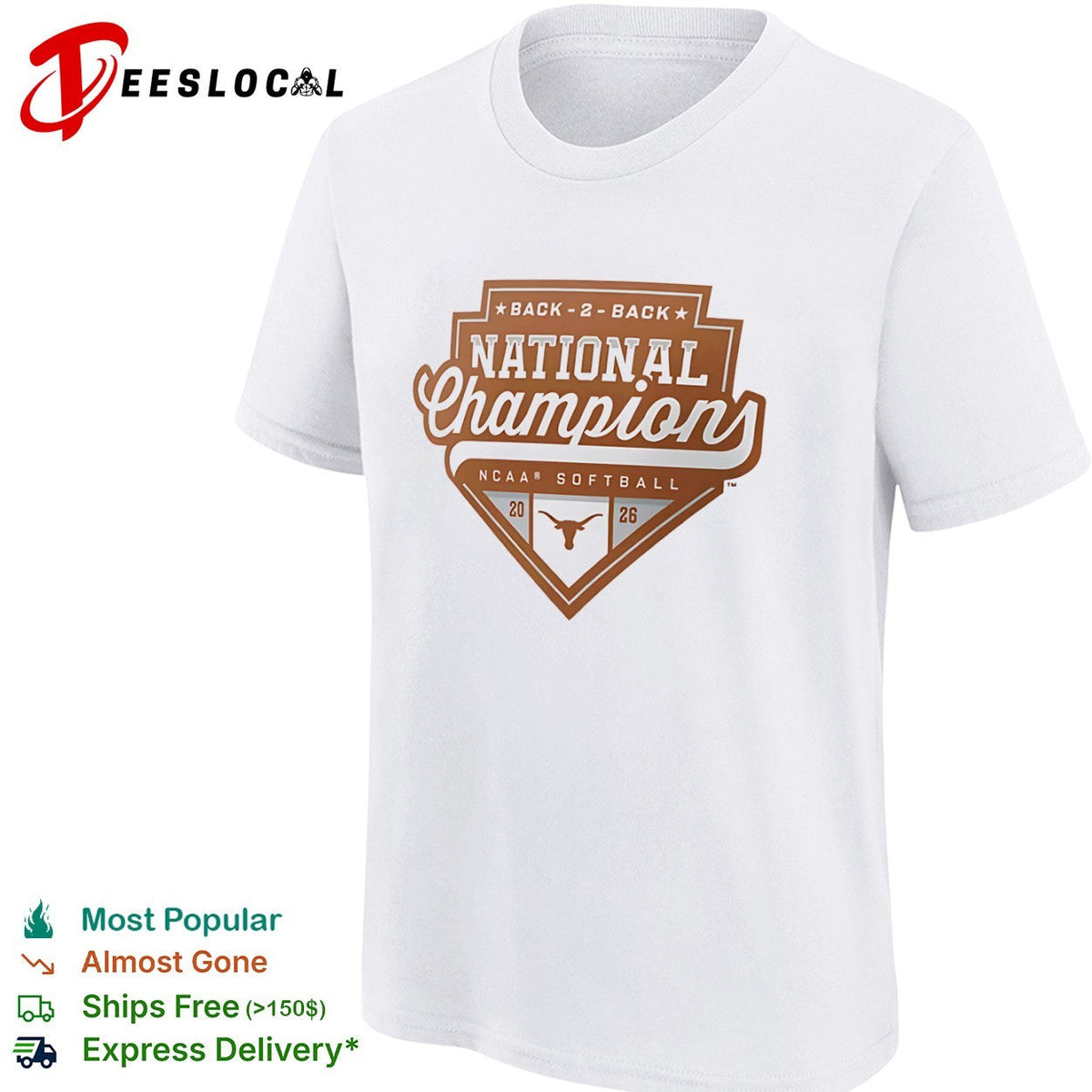 Texas Longhorns Back 2 Back National Champions NCAA Softball 2026 shirt Unisex
