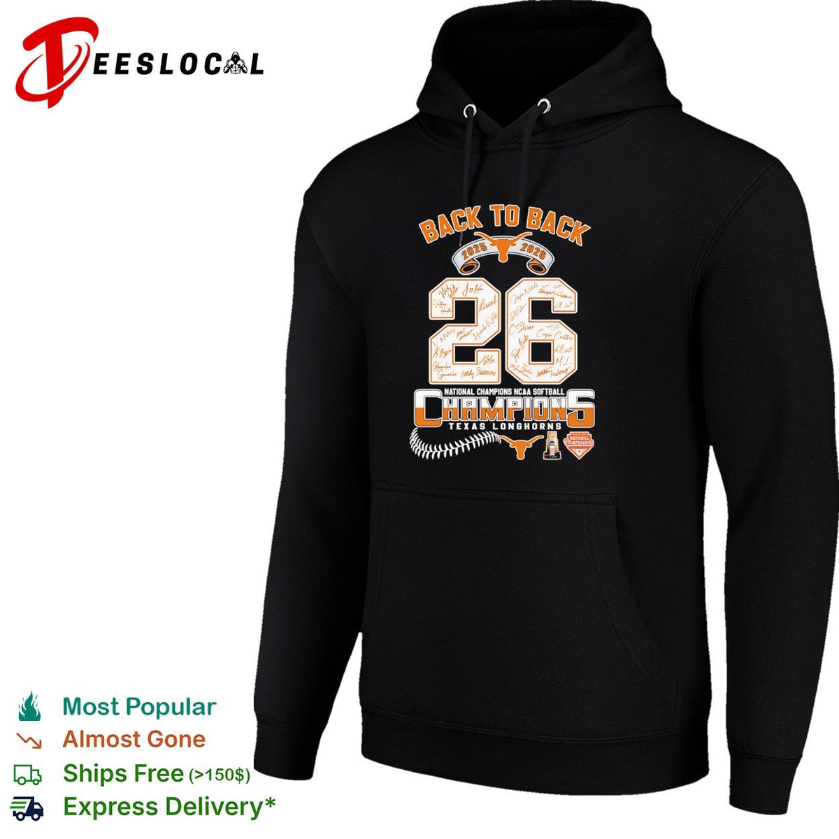 Texas Longhorns Back to Back 2025 2026 National Champions NCAA Softball Team shirt Unisex