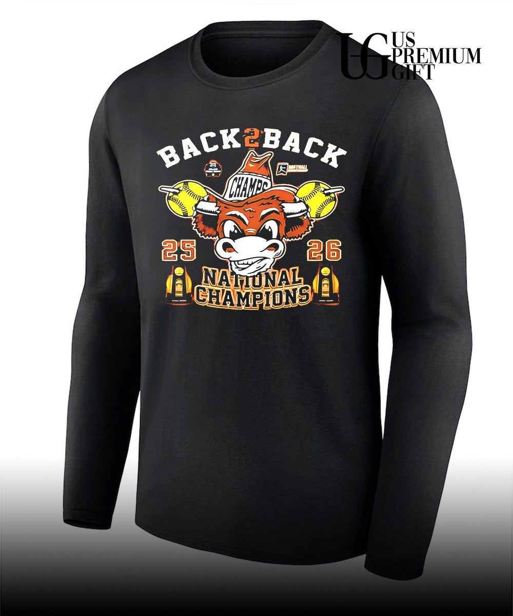 Texas Longhorns Back2Back 25-26 National Champions Softball NCAA Tournament shirt Unisex