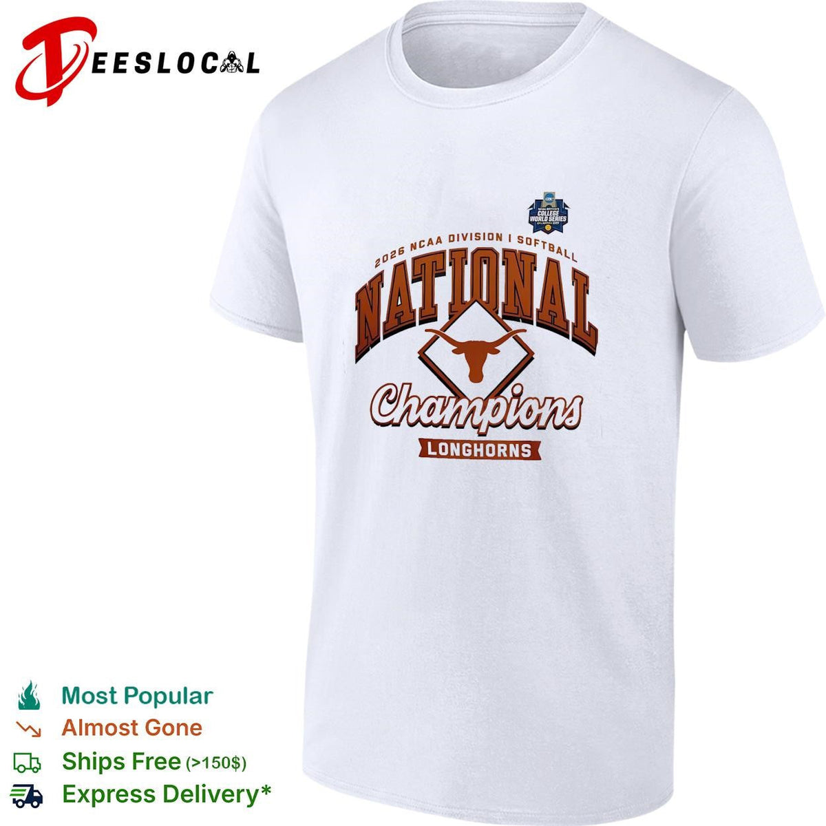 Texas Longhorns NCAA DI national softball champions badge shirt Unisex