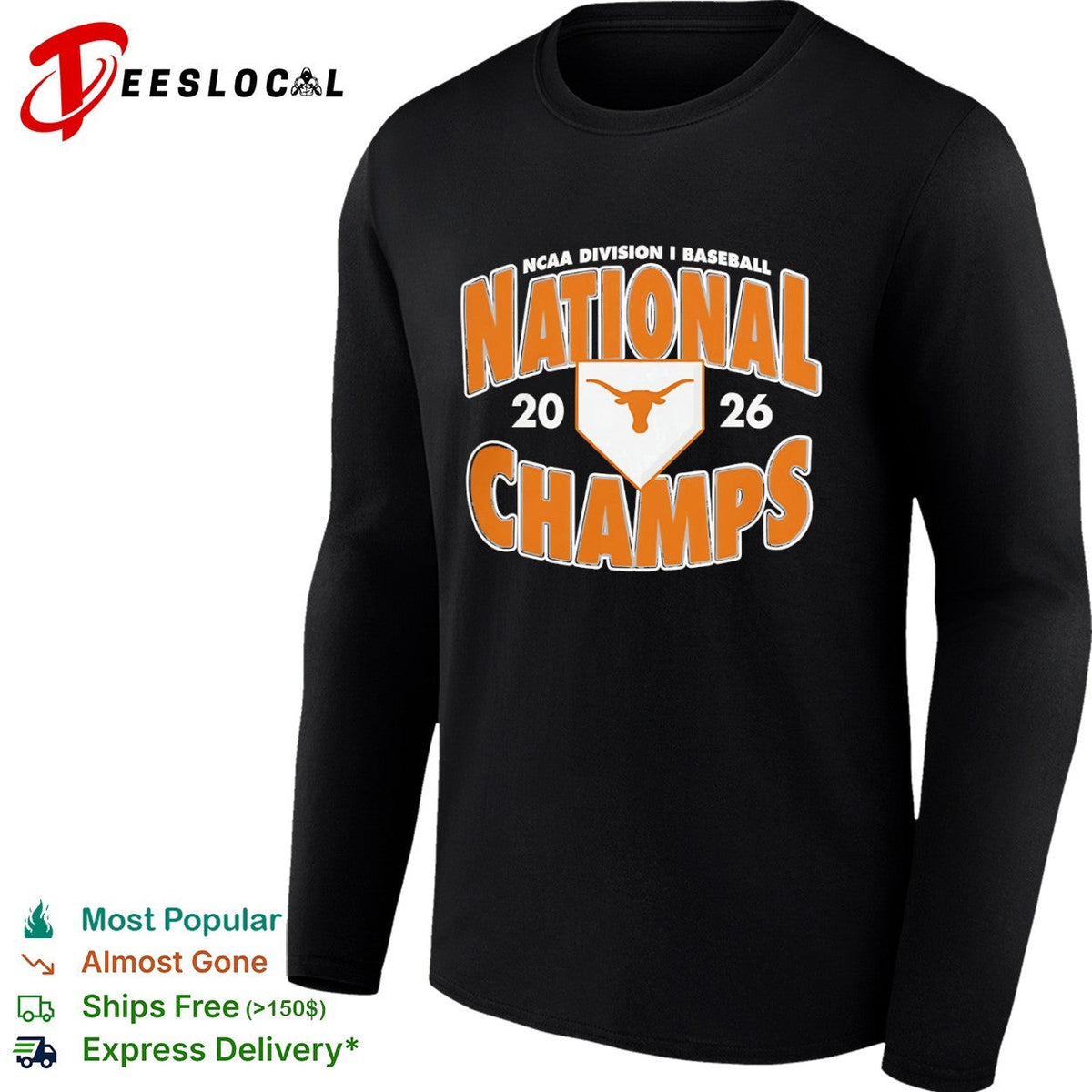 Texas Longhorns NCAA Division I Baseball National Champs 2026 shirt Unisex