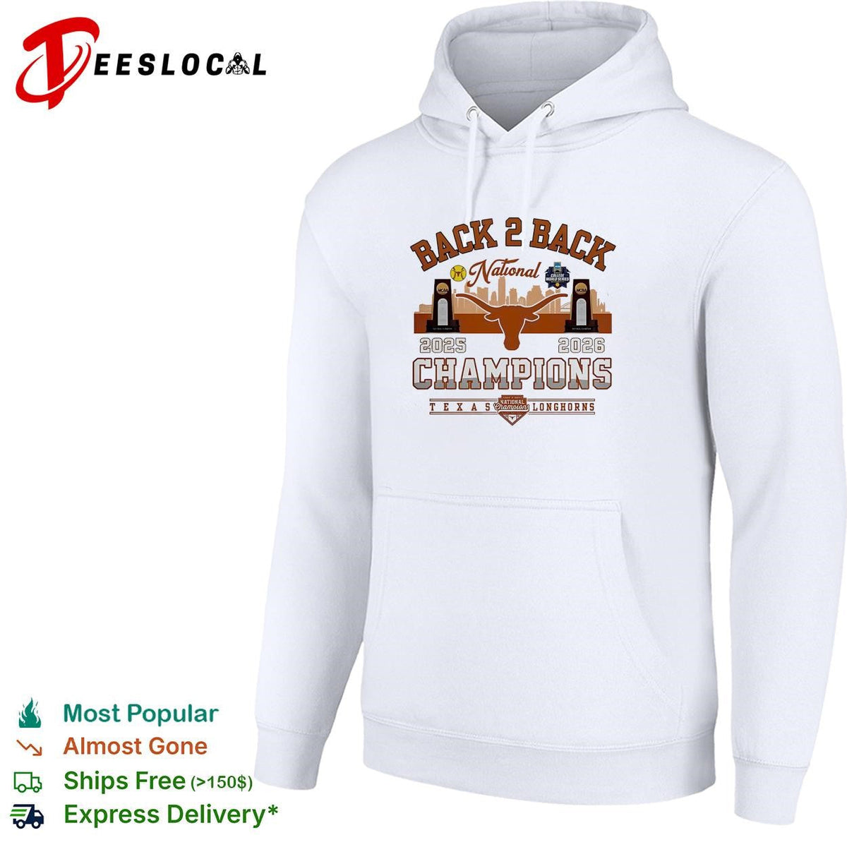 Texas Longhorns back to back national champions badge skyline shirt Unisex