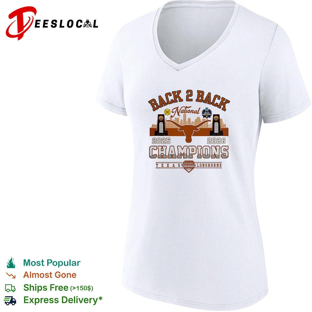 Texas Longhorns back to back national champions badge skyline shirt Unisex