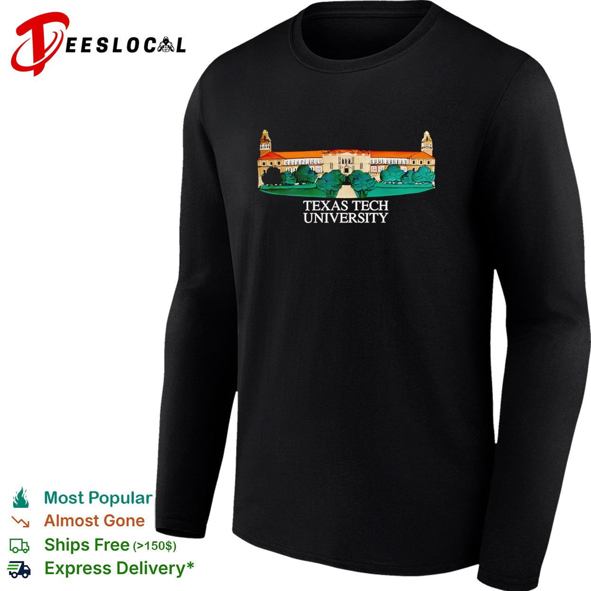Texas Tech University campus building shirt Unisex
