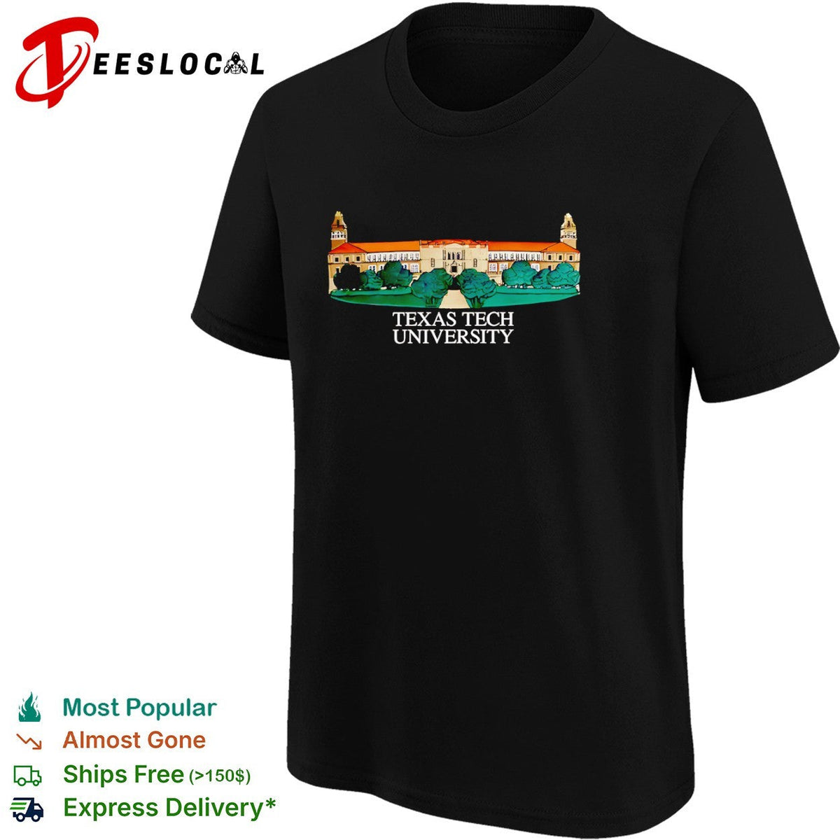 Texas Tech University campus building shirt Unisex