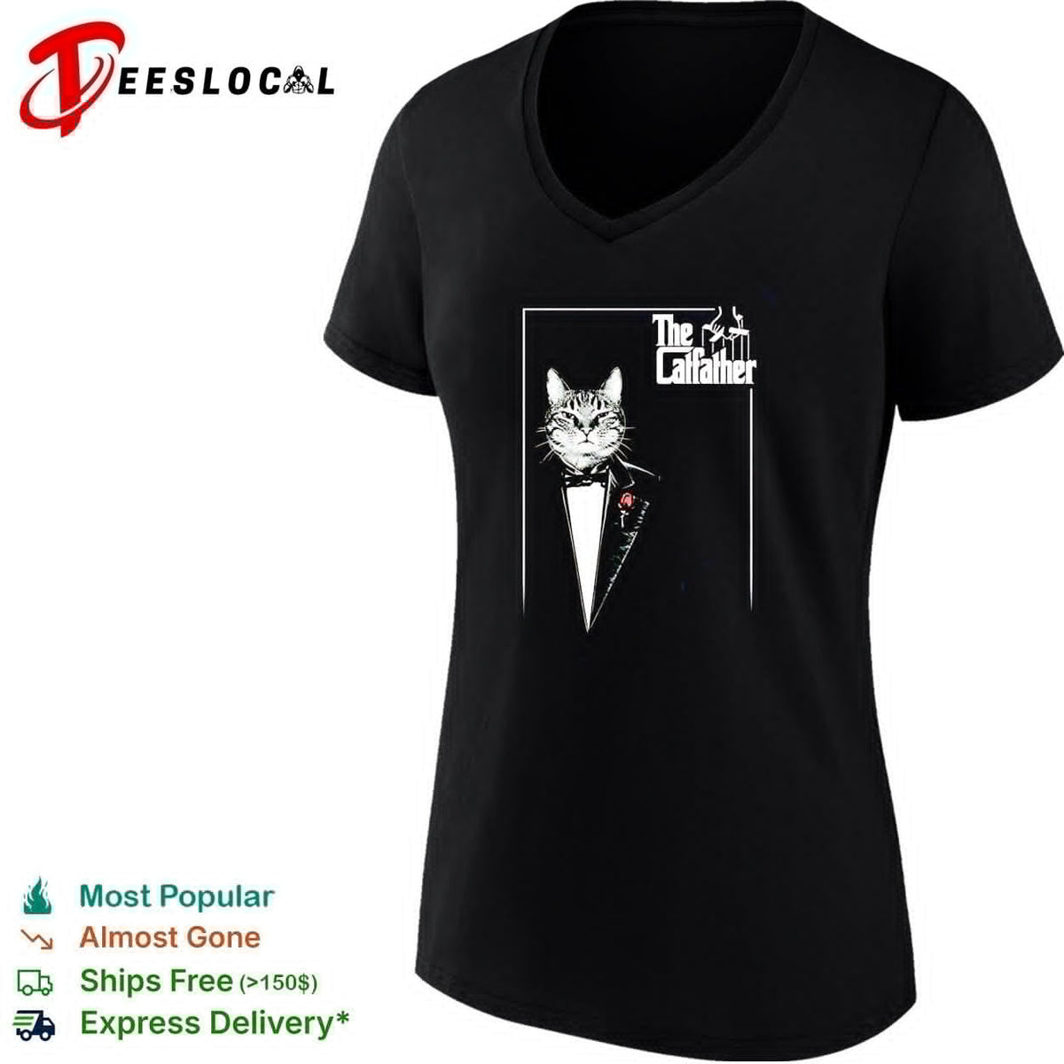 The Catfather cat wearing suit funny shirt Unisex