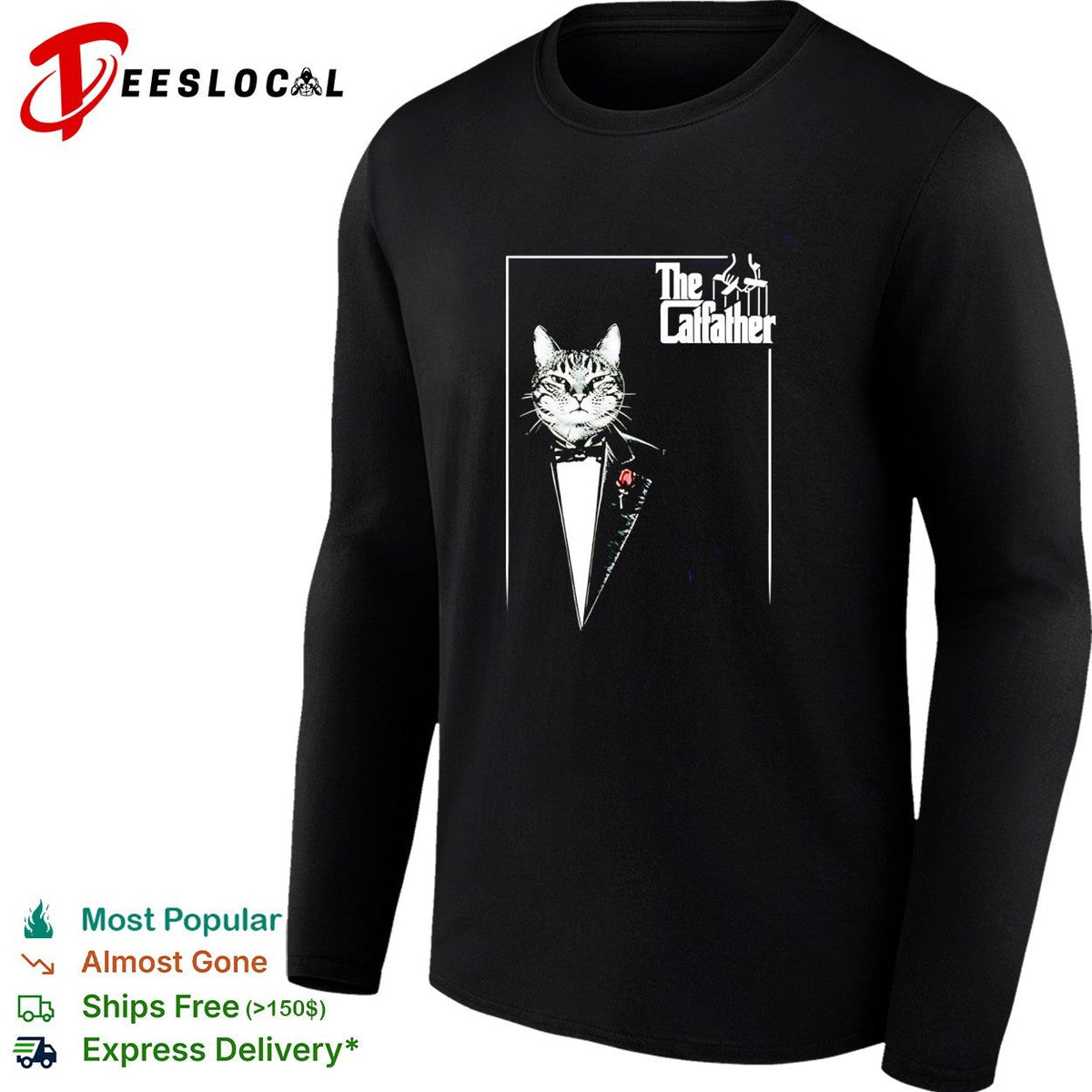 The Catfather cat wearing suit funny shirt Unisex