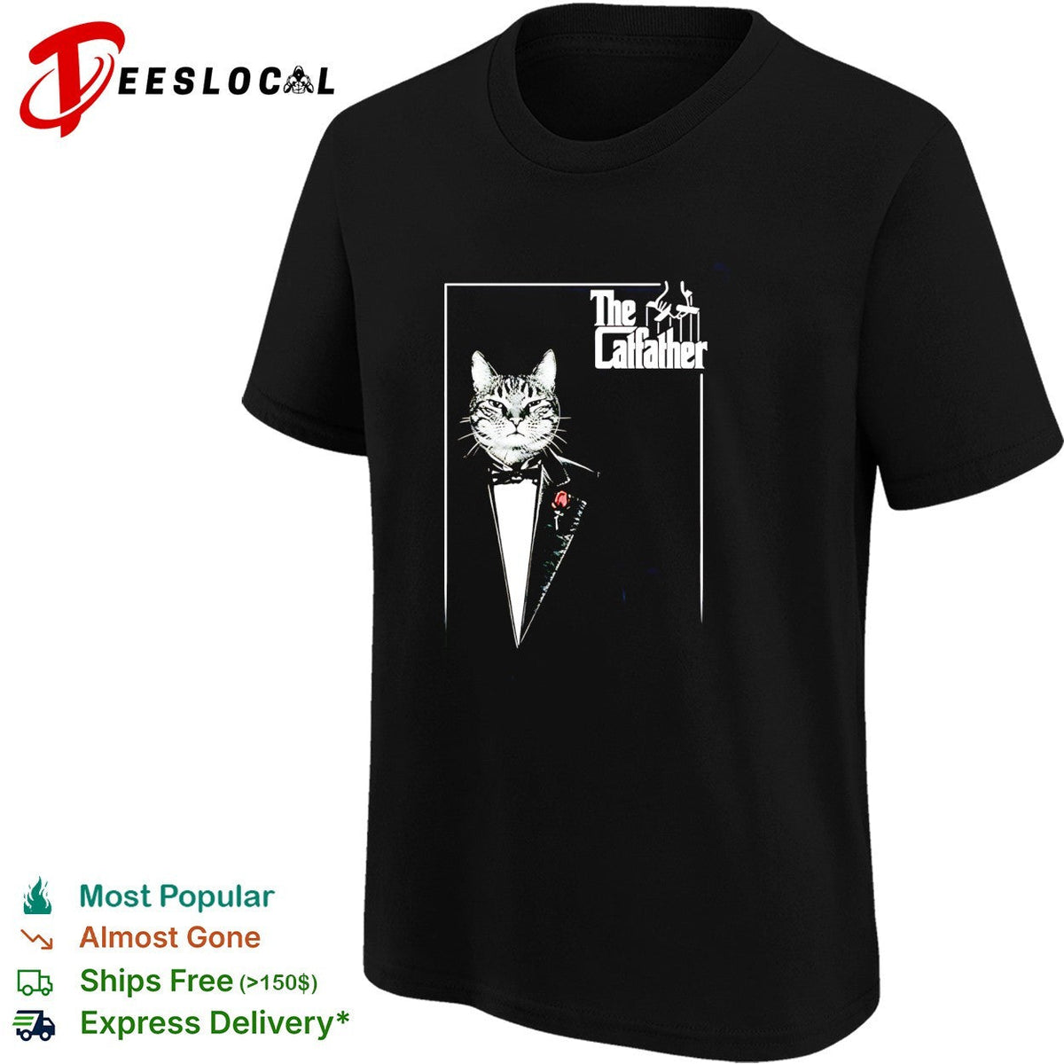 The Catfather cat wearing suit funny shirt Unisex