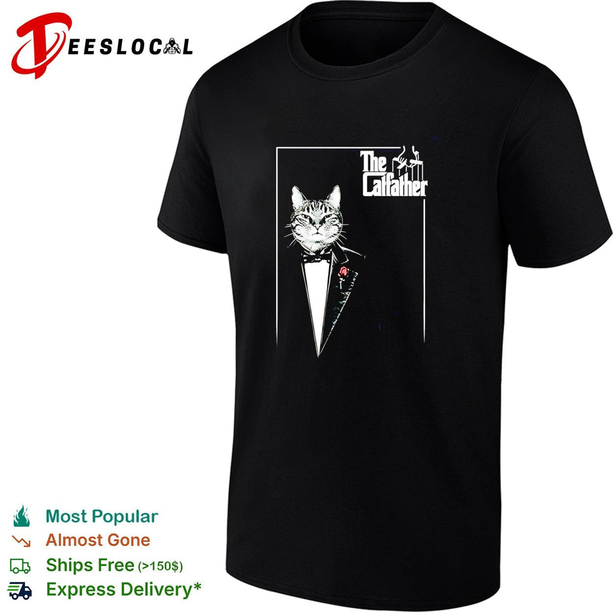 The Catfather cat wearing suit funny shirt Unisex