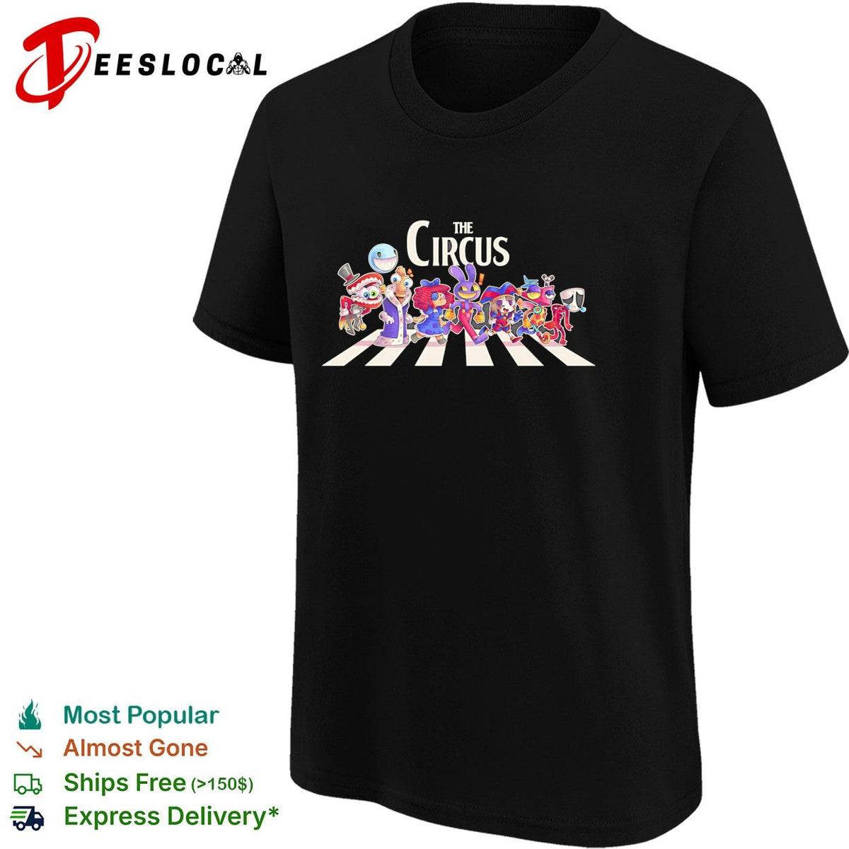 The Circus characters from The Amazing Digital Circus crossing road shirt Unisex