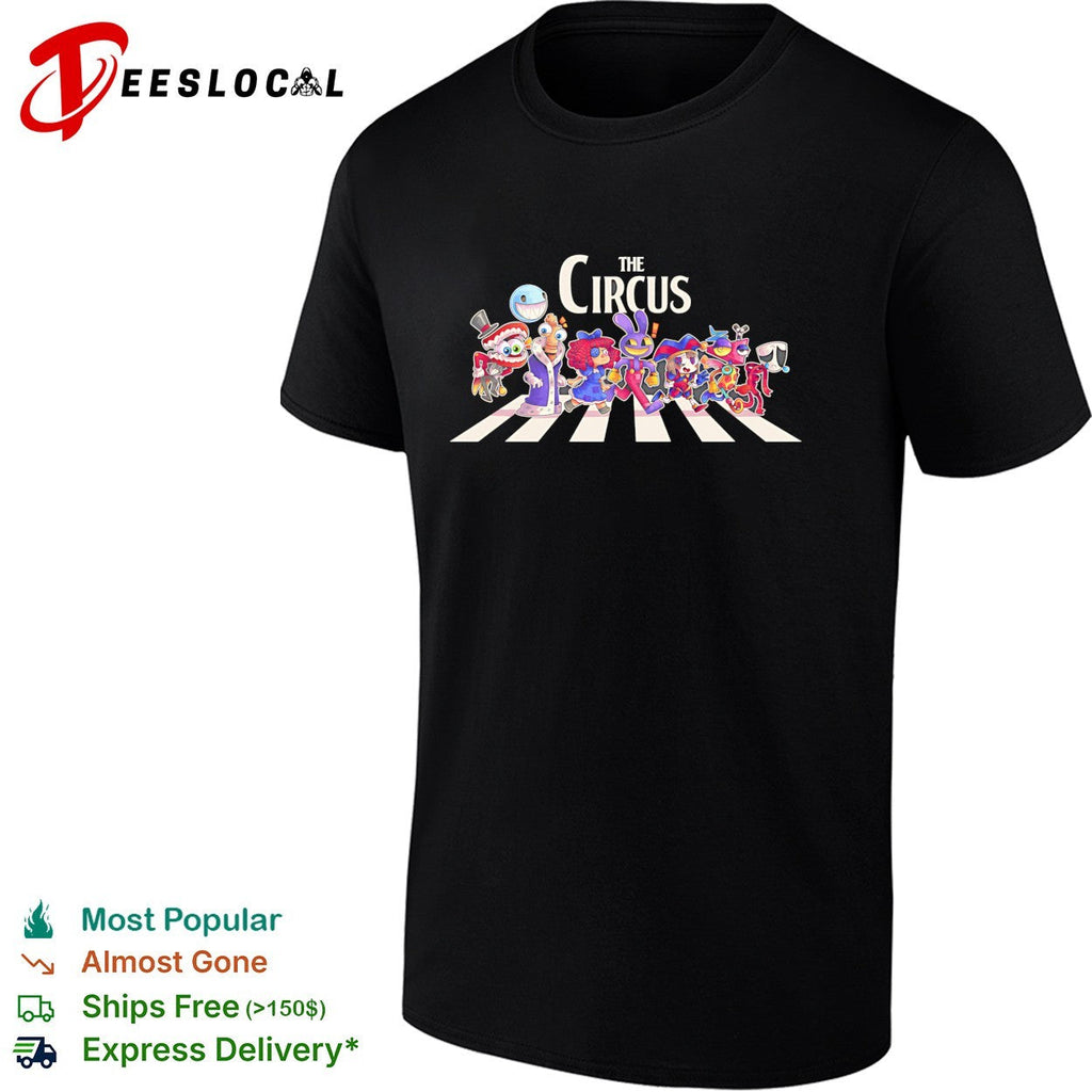 The Circus characters from The Amazing Digital Circus crossing road shirt Unisex