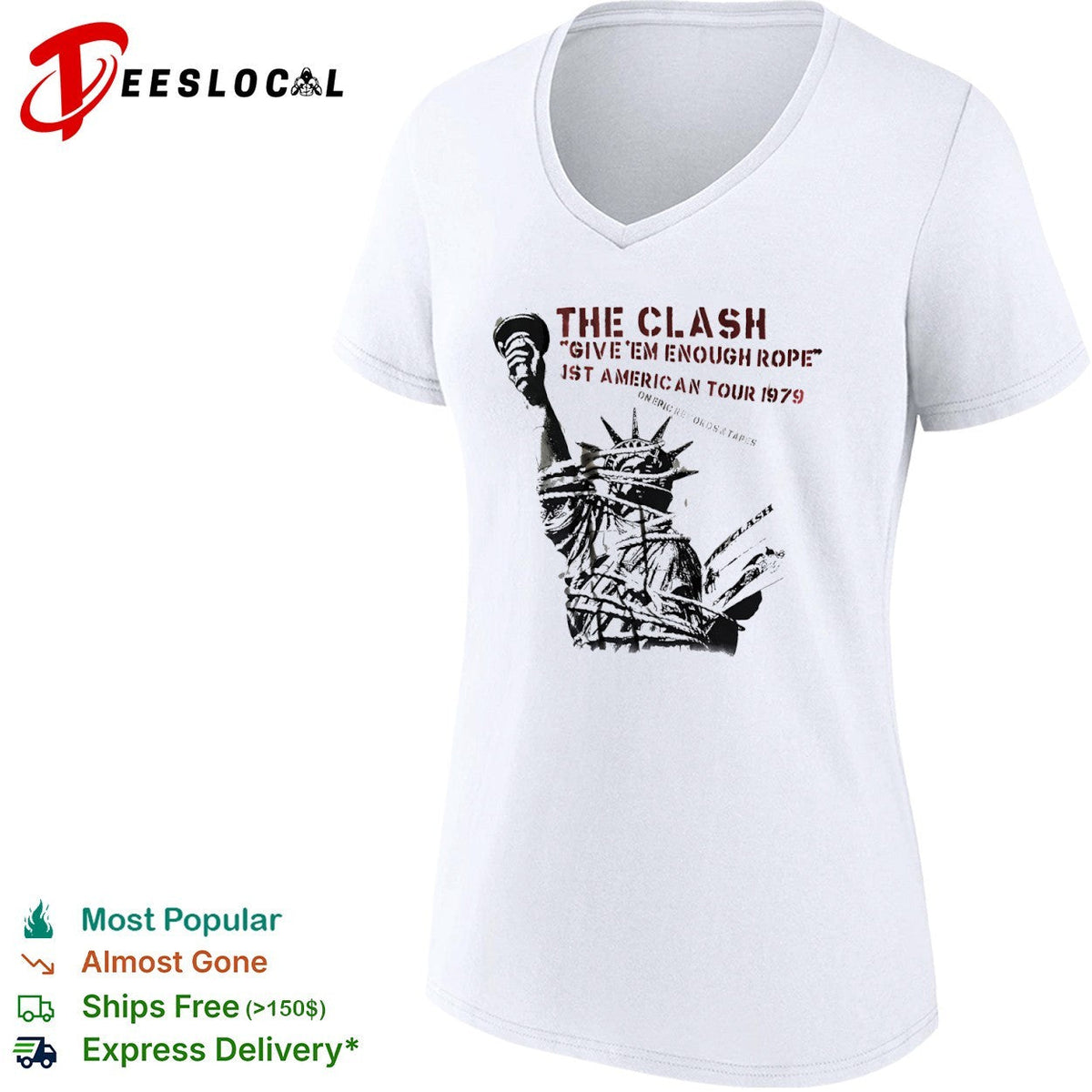 The Clash Give em Enough Rope 1st American Tour 1979 Statue of Liberty band shirt Unisex