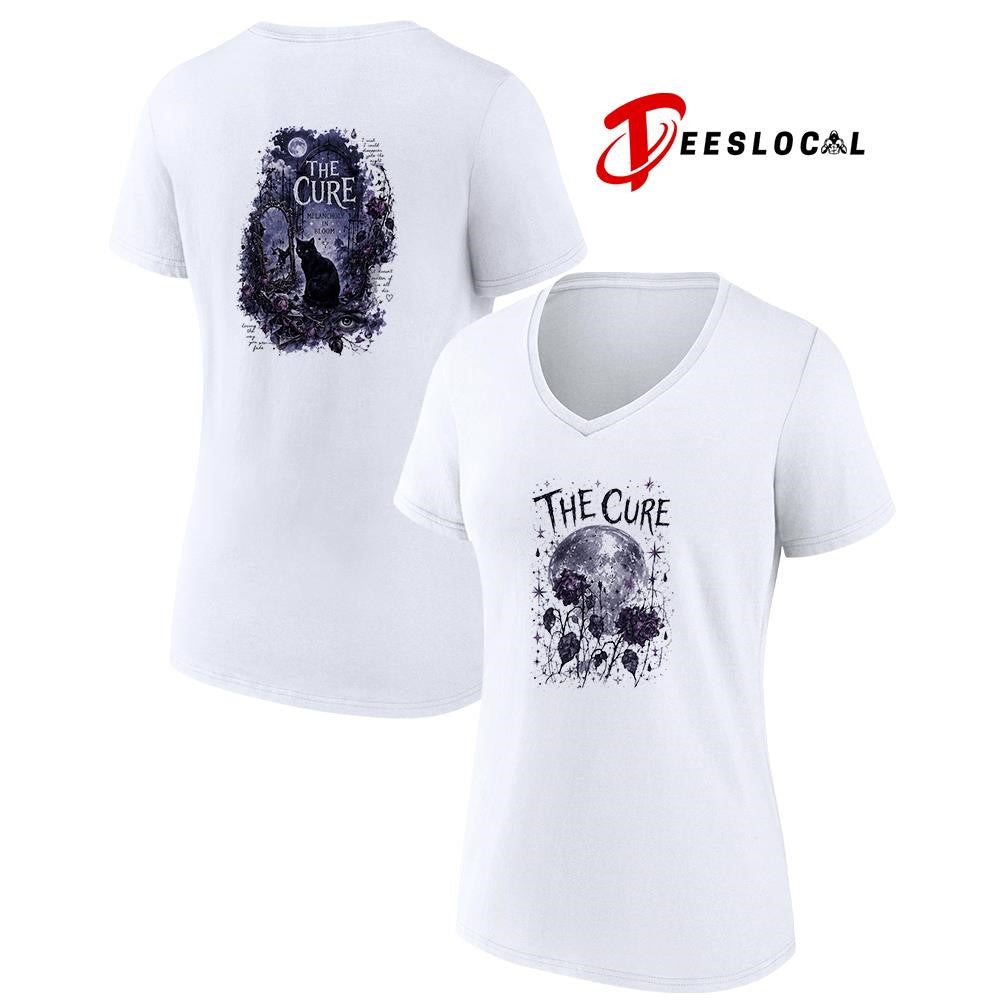 The Cure melancholy in bloom black cat graphic shirt Unisex