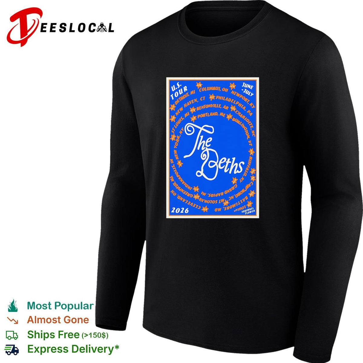 The Deths 2026 US tour cities poster shirt Unisex