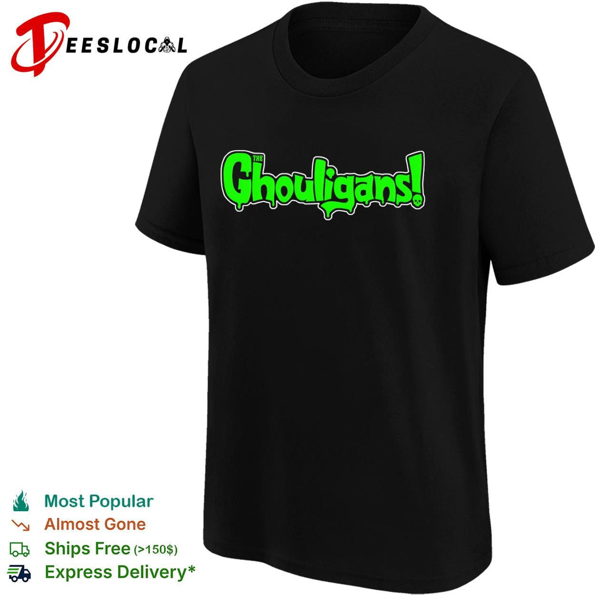 The Ghouligans slime typography horror skull shirt Unisex