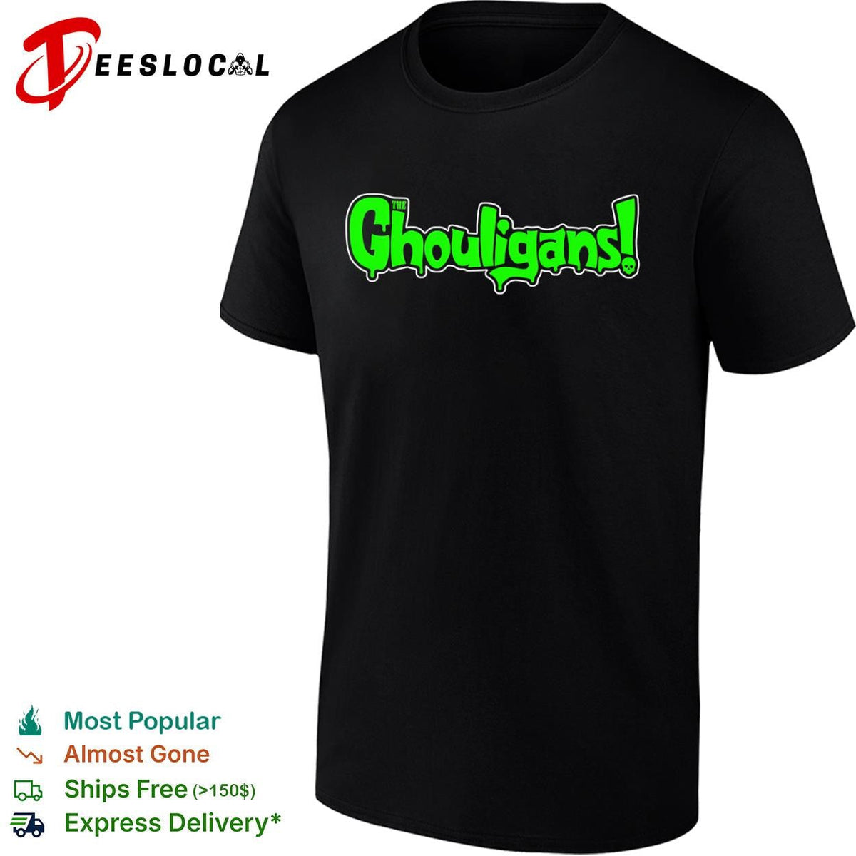 The Ghouligans slime typography horror skull shirt Unisex