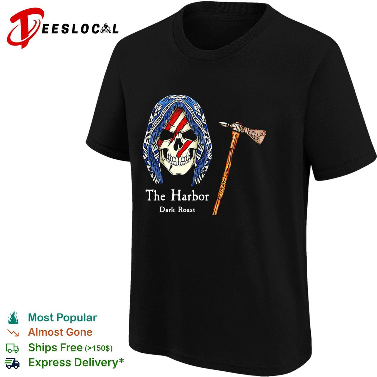 The Harbor Dark Roast skull shirt Unisex
