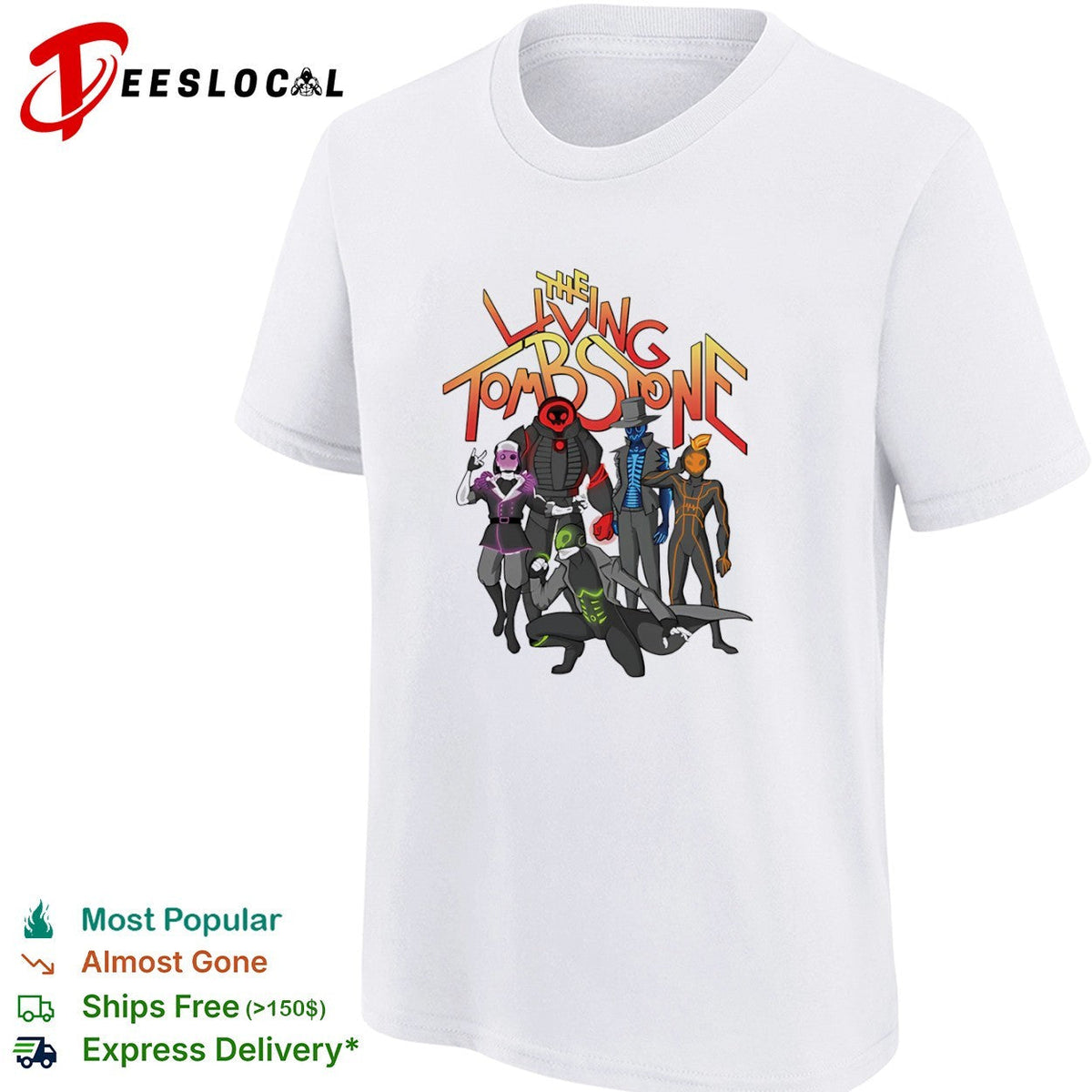The Living Tombstone Characters Logo Neon Cyberpunk Band shirt Unisex
