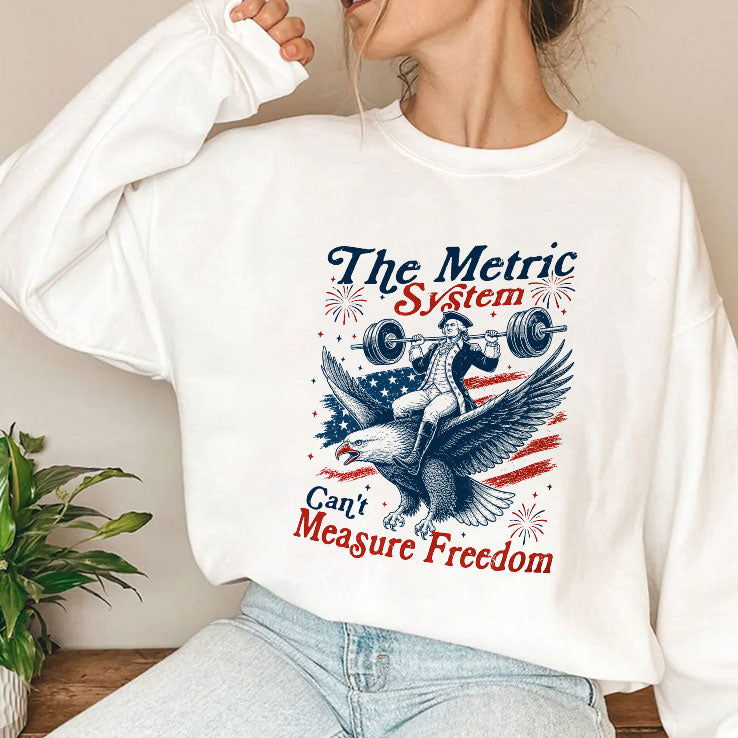 The Metric System Can’t Measure Freedom Patriotic Eagle Weightlifting T Shirt Unisex