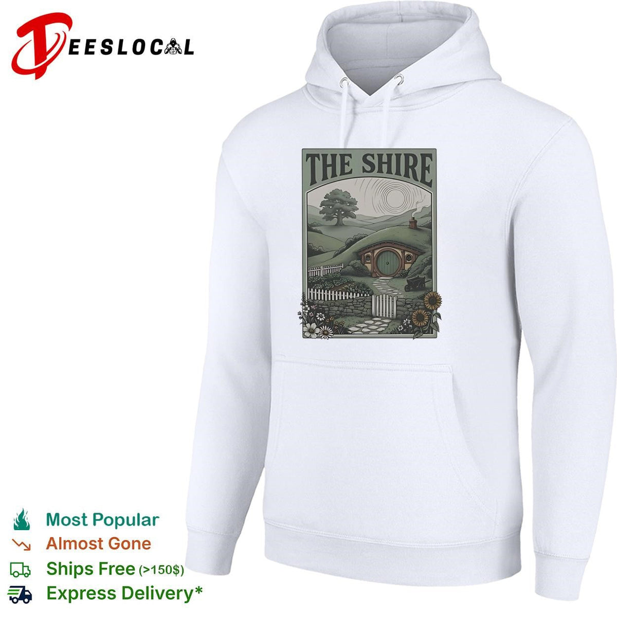 The Shire Hobbit Hole illustration shirt. Unisex