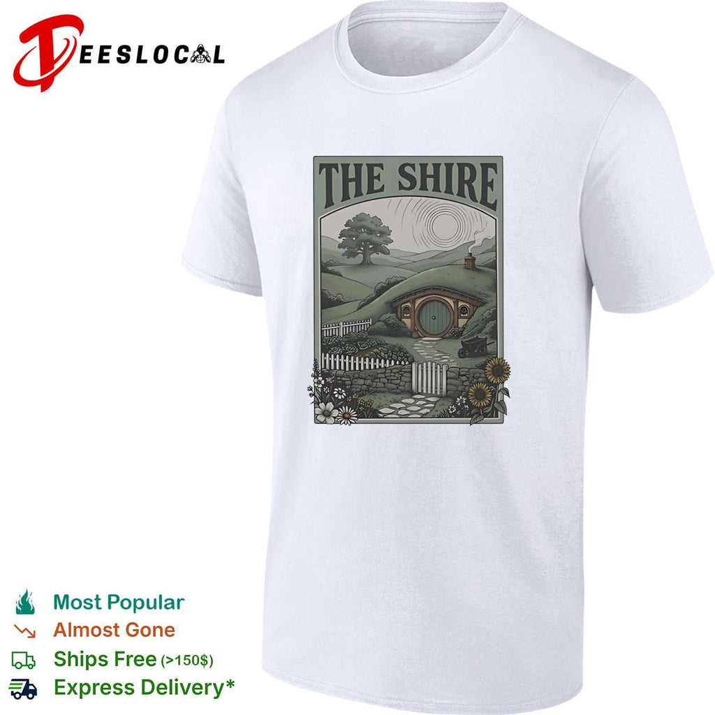 The Shire Hobbit Hole illustration shirt. Unisex