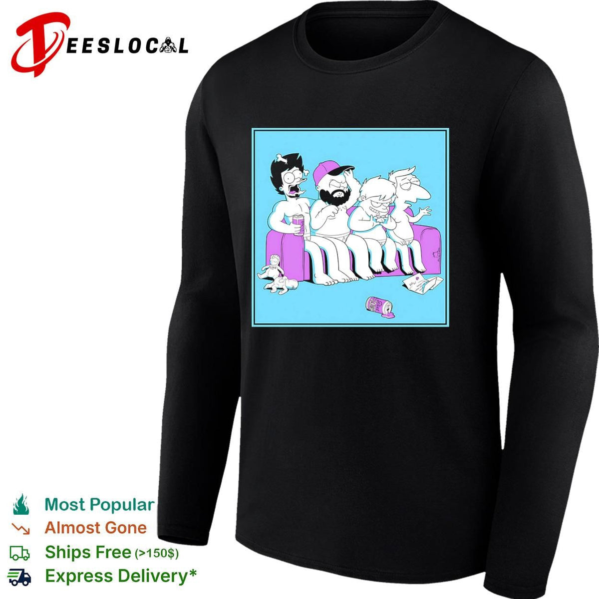 The Simpsons cartoon characters couch shirt Unisex