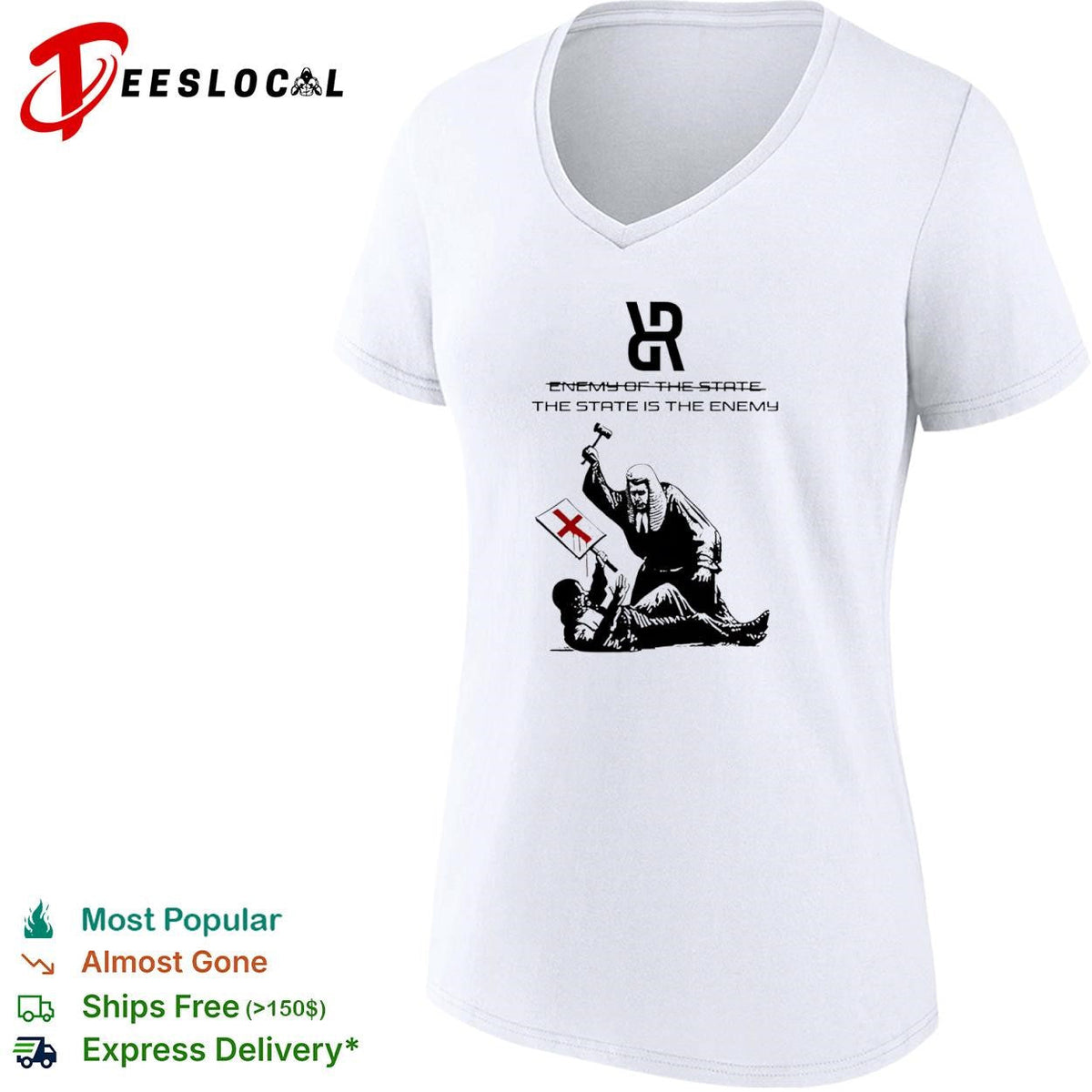 The State is the Enemy political judge protest graphics typography shirt Unisex