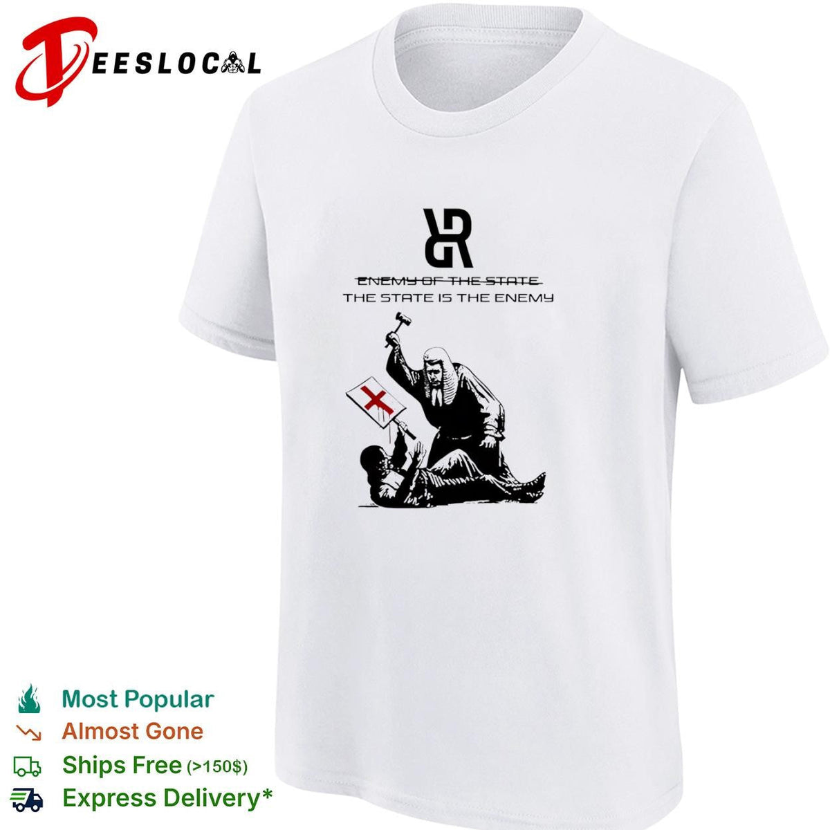 The State is the Enemy political judge protest graphics typography shirt Unisex