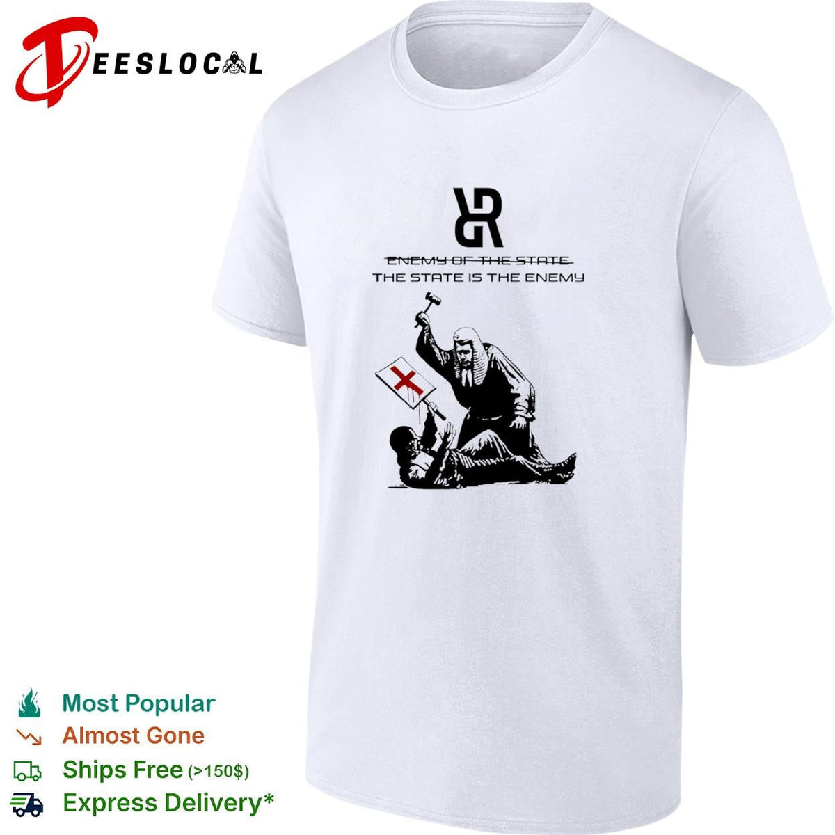 The State is the Enemy political judge protest graphics typography shirt Unisex